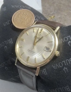 Vintage Working 14K Gold Omega Seamaster Deville Automatic Mens Watch with Band - Picture 1 of 12
