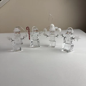 Vintage Acryl Eiswürfel Schneemann verspielt Schneetag Weihnachtsschmuck 4 Stück - Bild 1 von 24