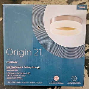 Origin 21 Lynnpark 1 -Light 7-in Brushed Nickel Integrated LED Flush Mount Light - Picture 1 of 3
