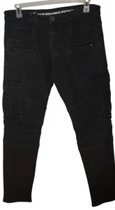 Versace V19-69 Abbigliamento Sportivo SRL Sz 34x32 Black Cargo Retro Denim Jeans - Picture 1 of 9