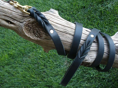 CORREA DE CUERO PARA PERRO, 3/4" X 72", LATIGO NEGRO, BROCHE DE PRESIÓN DE LATÓN MACIZO, CUERO PESADO Foto 1 de 4