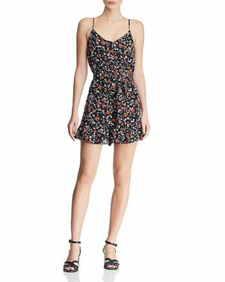 $200 Mameluco Aqua Para Mujer Azul Estampado Floral Cuello en V Botón Delantero Corbata Cintura Talla S Foto 1 de 1