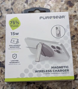 PureGear 15W Magnetic Wireless Charging Pad with Kickstand Silver 64712PG - Picture 1 of 5