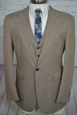 Vintage Mens Brown Polyester REVERSIBLE 2 Pc VEST Combo PAIR 38R Jacket - Image 1 of 4