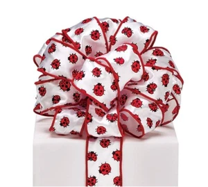 Marienkäfer rot schwarz #9 Band verdrahtet Satin süß 20 Yards 1,5 Zoll breit - Bild 1 von 1