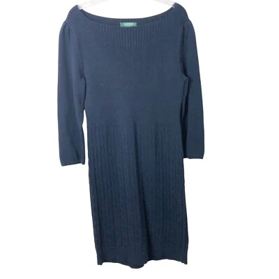 Lauren Ralph Lauren NWT Women's Haddon Hall Boatneck Navy Blue Sweater Dress XL - Image 1 of 4