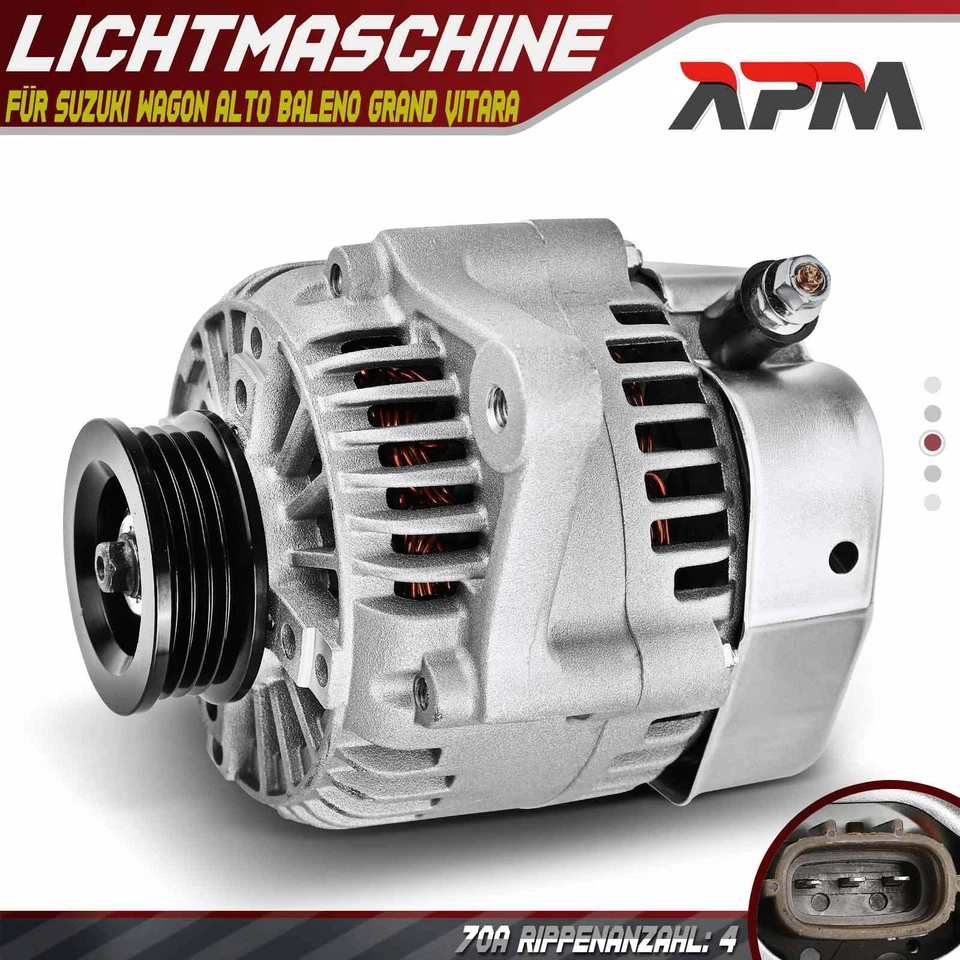 Alternator Generator 12V 70A for Suzuki Baleno Ignis I Swift III Vitara Wagon - Image 1 of 4