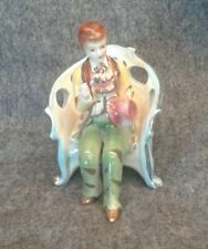 Vintage Victorian Figurine Man Sitting In A Chair Holding Top Hat 4" tall