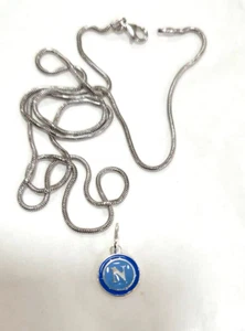 1 Ciondolo logo Napoli calcio 1,7 cm  collana snake 1 cm  medaglia argento 925 - Picture 1 of 1