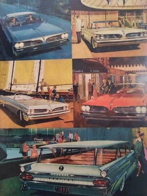 Pontiac Print Ad Original Vintage 1950s Bonneville Safari Art  - Image 1 of 4