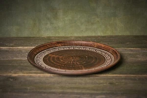 Ceramic pizza plate clay tray handmade big dish charger plate 30cm kitchen gift - Picture 1 of 7