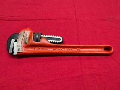 RIGID Model 10 Heavy Duty Straight Pipe Wrench, 10", 1-1/2" Capacity, Steel - Image 1 of 4