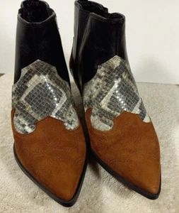 New Nine West Cedar Western Style Leather Boots Ankle Size 6.5M Gorgeous - Picture 1 of 9