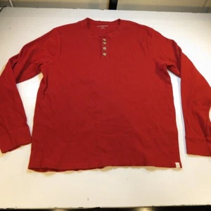 BURT'S BEES Lip Balm LONG SLEEVE HENLEY T SHIRT Mens XL Red - Picture 1 of 3