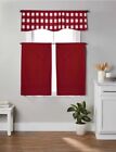 Better Homes & Gardens Red/Rust Gingham Rod Pocket Valance & 2 Tiers 60 “ x 30”