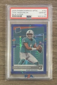 2020 Panini Donruss Optic - Rated Rookies Blue Hyper Prizm #152 Tua PSA 10
