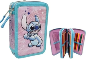 Astuccio Scuola Stitch E Angel Multiscomparto 3 Zip Portacolori Giotto - Foto 1 di 1