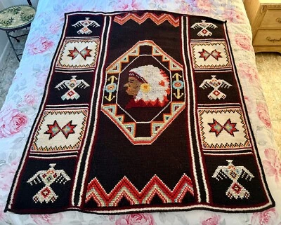 Manta afgana de ganchillo indio nativo americano hecha a mano de colección Foto 1 de 4