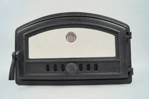 Porta per Forno Ferro Porta per Forno da Pizza Con Termometro Räuchereitür Nero - Foto 1 di 7