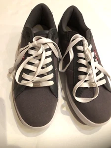 Tenis informales de patín para hombre talla 11 Levi con cordones gris oscuro/blanco top bajo excelente - Imagen 1 de 10