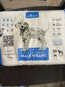 Paw Inspired Disposable Male Dog Wraps w Belly Band 18 Pack Medium