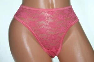 Sheer Pink Hi-Cut Bikini Panty Loops on Bands & Floral Design Size 14/16 - Picture 1 of 2