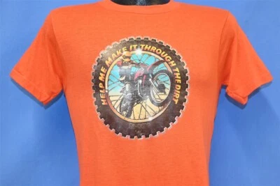 Camiseta vintage años 70 HELP ME MAKE IT THROUGH DIRT MOTOCROSS IRON ON PEQUEÑA S Foto 1 de 4