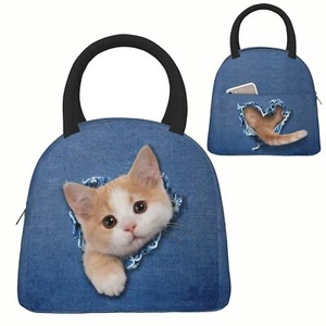 Cute Cat Lunch Box Leakproof Insulated Tote Bag High Capacity Travel Picnic - Picture 1 of 7