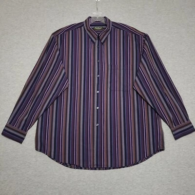 Camisa Norm Thompson Para Hombre XL Rayas Púrpura Manga Larga Botón Bolsillo Frontal Foto 1 de 4