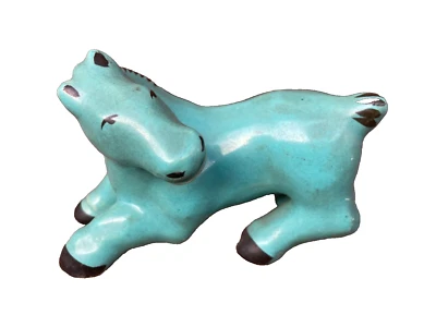 VTG CHINESE EXPORT PORCELAIN CHINA TURQUOISE GLAZE MINIATURE HORSE FIGURINE - Image 1 of 2
