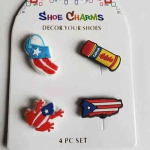Shoe Charms 4 PC Set Puerto Rico Frog Flag Shoe Charms - Bild 1 von 2