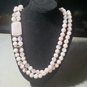 Vintage Genuine Lucite Pink Bead Necklace 30" Long Light weight - Picture 1 of 7