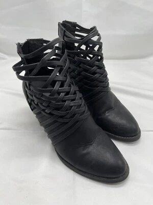 Botín Big Buddha Tacón Tejido Talla 8 Negro Cremallera Trasera Foto 1 de 4