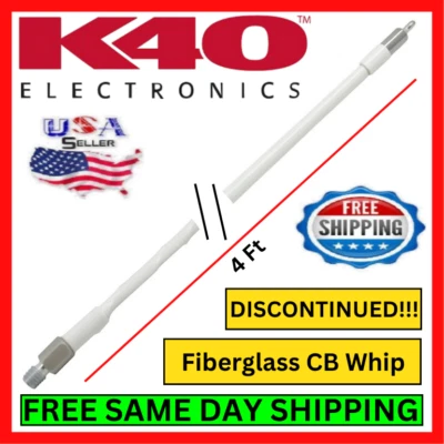 Антенна персональной радиосвязи K40 SF400 белая 1500 Вт Superflex 4 фута настраиваемая из стекловолокна с верхней загрузкой - Изображение 1 из 4