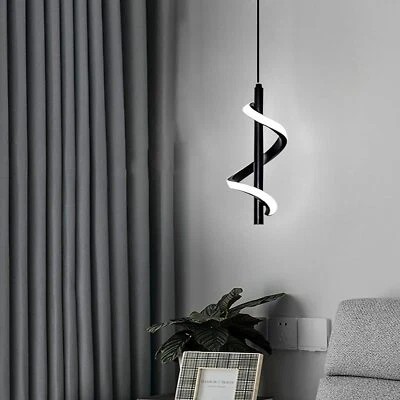 Spiral Modern LED Pendant Light Bedroom Living Room Kitchen Hanging Lamp - Image 1 of 4