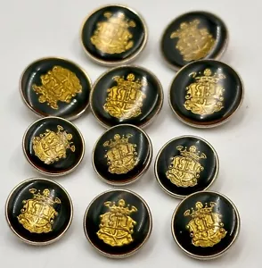 ITALIAN REPLACEMENT BUTTONS BLACK GOLD COAT OF ARMS CROWN GONDOLA JACKET BLAZER - Picture 1 of 6
