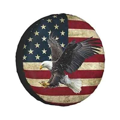 Spare Tire Cover American Flag Tire Covers Protector Wheel 17inch Bald Eagle - Imagem 1 de 4