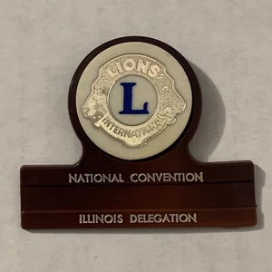Vintage 1960s Lions Club Name Tag Badge National Convention Illinois Delegation - Picture 1 of 5
