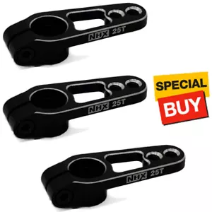 NHX RC 25T M3 Bracci Corno CNC Alluminio Futaba/Savox Servo Nero 25T (3) - Foto 1 di 5