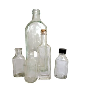 Medicine Bottles Vintage Lot of 5 R V Pierce MD Buffalo--Listerine empty clear - Picture 1 of 23