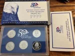 1999-S US Mint State Quarters Proof Set/Clad/OGP #188-2sh - Picture 1 of 3