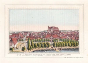 Schwerin vista general casco antiguo Mecklemburgo-Pomerania Occidental litografía Lisch - Imagen 1 de 1