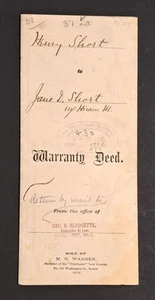1896 Newburyport Massachusetts Warranty Deed by Henry To Jane Short For 1.00 - Picture 1 of 10
