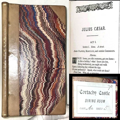 c1880 TRAGEDY of JULIUS CAESAR WILLIAM SHAKESPEARE LEATHER DRAMA ROME WAR ACTOR - Image 1 of 4