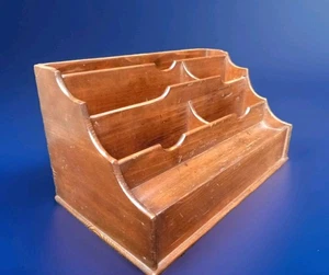 ANTIQUE WOODEN STATIONARY LETTER RACK DESK TOP FREE STANDING FILING STORAGE - Picture 1 of 13