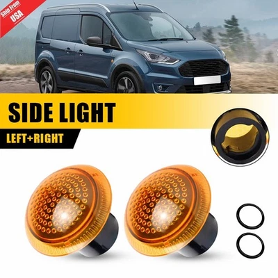 2x Carcasa de luz repetidor de marcador lateral de lente ámbar para Ford Transit Connect Foto 1 de 4