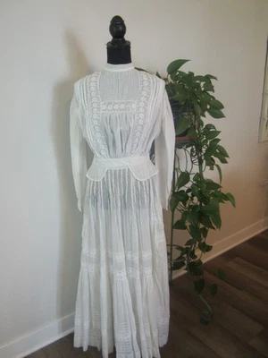 Victorian embroidered skirt and blouson white lawn cotton - Image 1 of 4