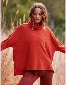 Free People Movement Can’t Handle This Turtleneck Top Burnt Orange XS  - Picture 1 of 7