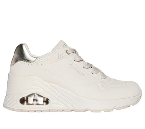 Skechers Uno Wedge Beige Donna Scarpe Sportive con Zeppa 5cm Memory Foam Sneaker - Picture 1 of 6
