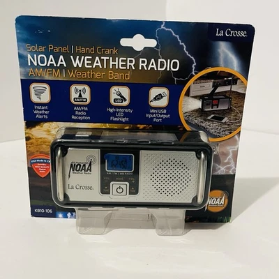La Crosse NOAA Portable Weather Radio AM/FM Hand Crank Solar K810-106 NEW - Image 1 of 4